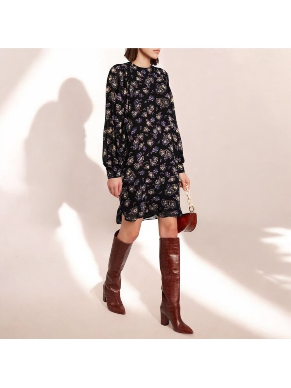 Ganni Dresses Ganni Printed Georgette Floral Mini Dress Size 36/US 4